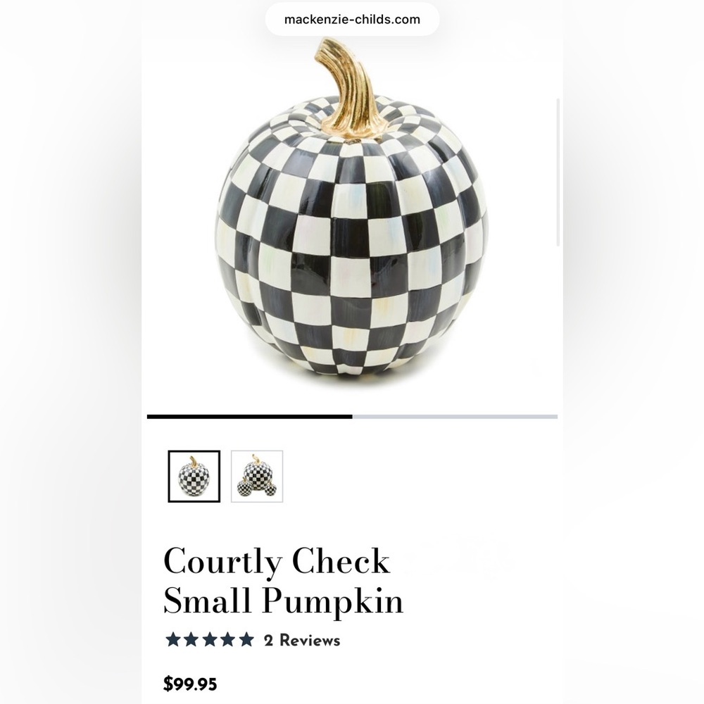 Mackenzie-Childs Small Courtly Check Pumpkin